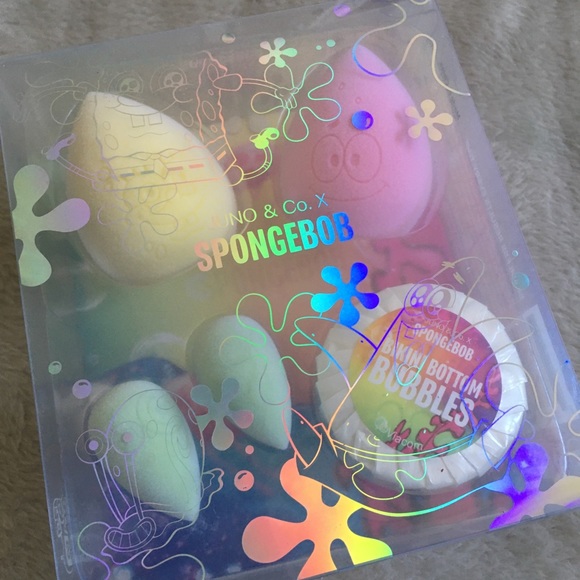 Juno & Co Spongebob Microfiber Beauty Sponge Blender Set & Cleanser BNIB - Picture 5 of 16